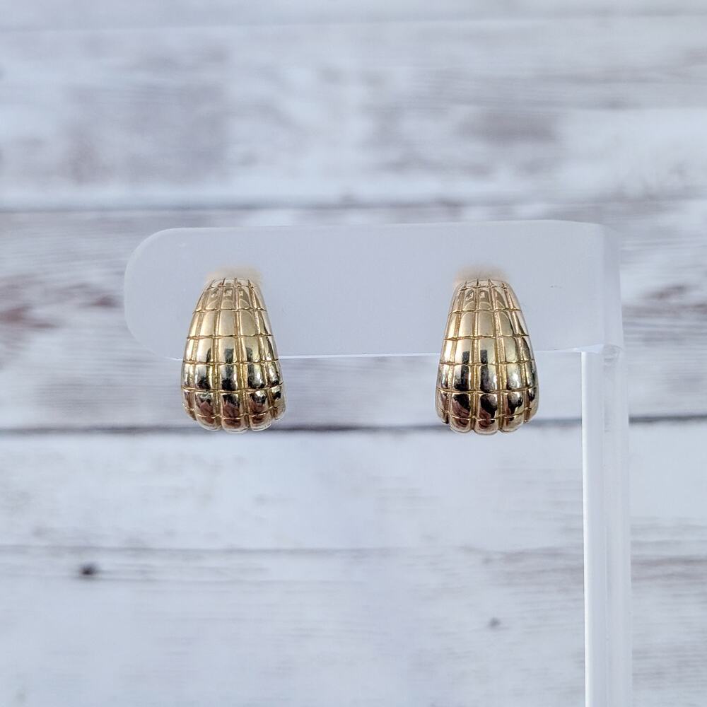 Vintage Avon Clip On Earrings Chunky Gold Tone with Design